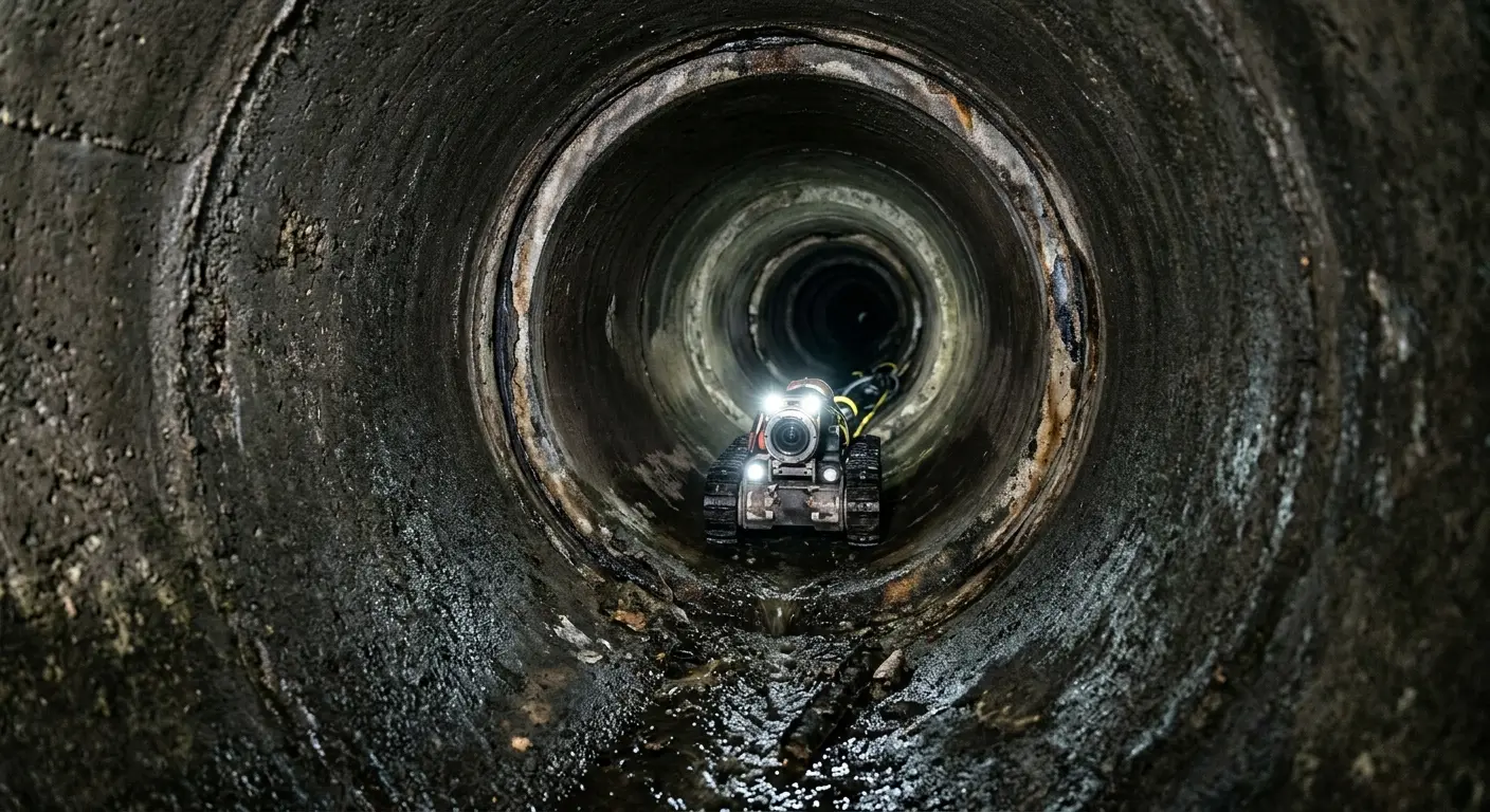 Robotic sewer camera inspecting pipe interior for Sewer Line Repair in Chestnuthill